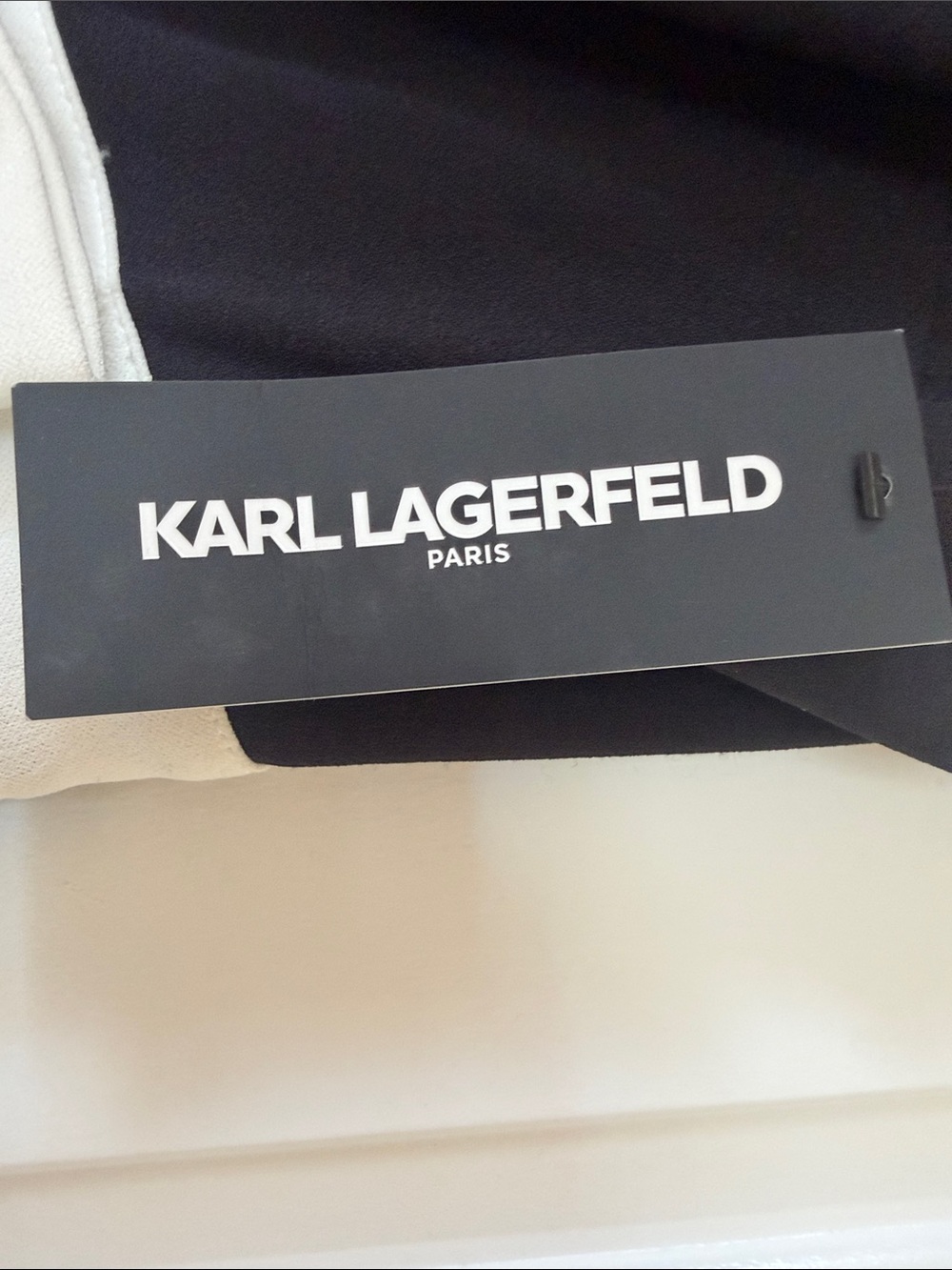 Karl Lagerfeld Black Dress with White Bow and Trim - Picture 4 of 5